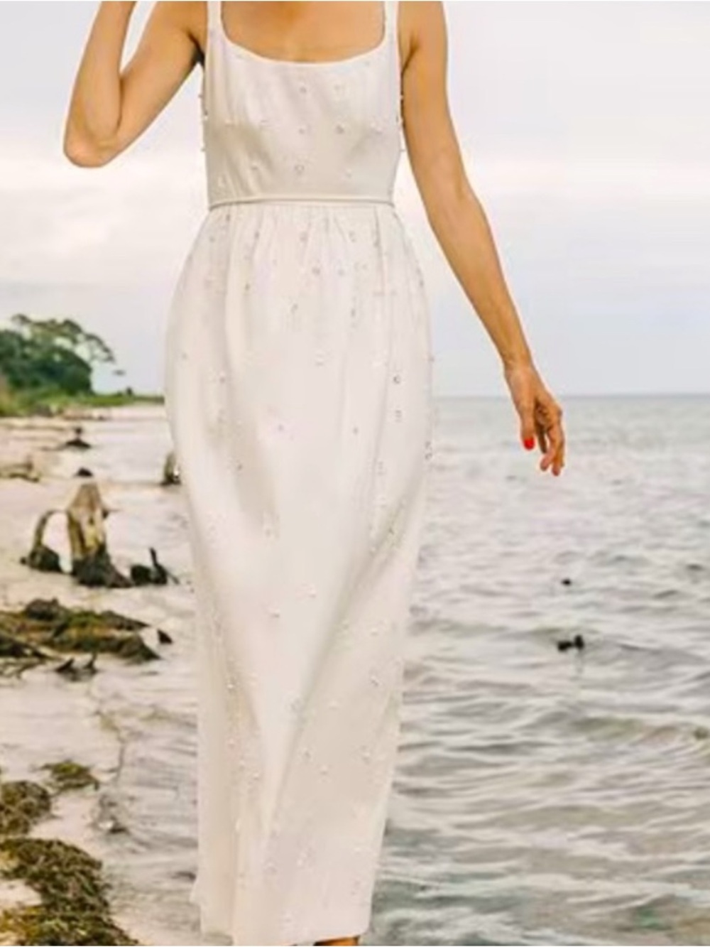 Antonio Melani x Elizabeth Damrich embellished white/cream dress